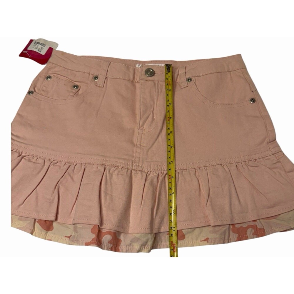 Pink Camo Ruffle Skort Cotton Y2K Mini Skirt Shorts Girls L Spring Summer NWT - Picture 4 of 10